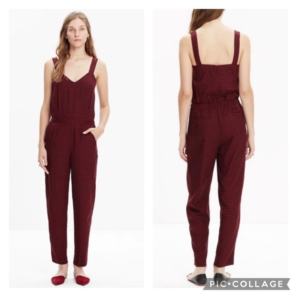 EUC Madewell Tompkins Burgundy/Wine Sleeveless Jumpsuit